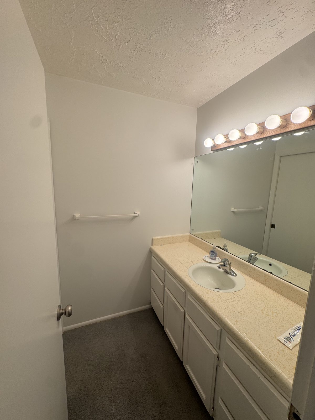 Freshly painted bathroom with a clean white finish